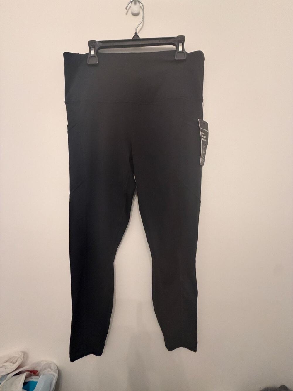 90 Degree By Reflex Black Hi Rise Ankle Length Leggings With Side Pockets Size L